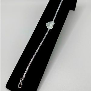 NEW Sterling Silver Bracelet with Heart Andy Crystals